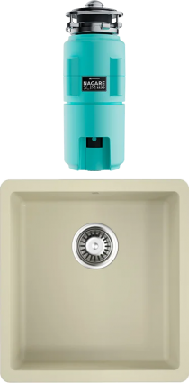 Комплект Мойка Omoikiri Kata 40-U-BE ваниль + Измельчитель Nagare slim 1250-AZ azur blue