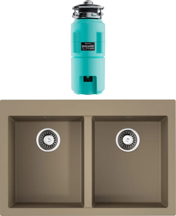 Комплект Мойка Omoikiri Bosen 80-2-SA бежевая + Измельчитель Nagare slim 1250-AZ azur blue
