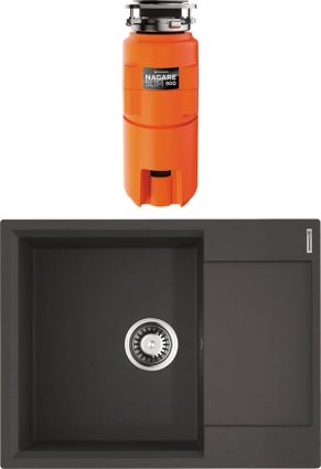 Комплект Мойка Omoikiri Daisen 65 черная + Измельчитель Nagare slim 900