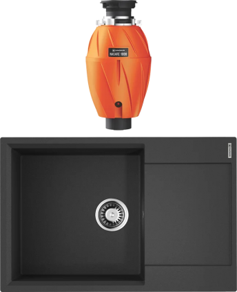 Комплект Мойка Omoikiri Daisen 78-LB черная + Измельчитель Nagare 1000