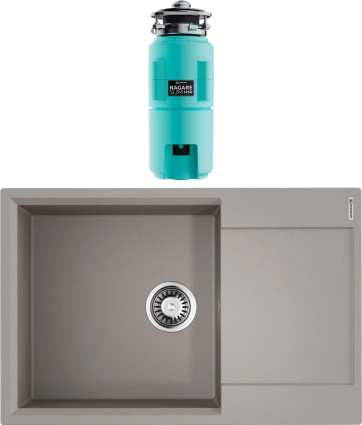 Комплект Мойка Omoikiri Daisen 78-LB leningrad grey + Измельчитель Nagare slim 1250-AZ azur blue