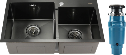 Комплект Мойка Melana S7240HB графит + Измельчитель Paulmark Intenso