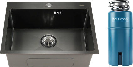 Комплект Мойка Melana D6045HB графит + Измельчитель Paulmark Intenso