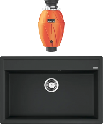 Комплект Мойка Omoikiri Daisen 77-BL черная + Измельчитель Nagare 750