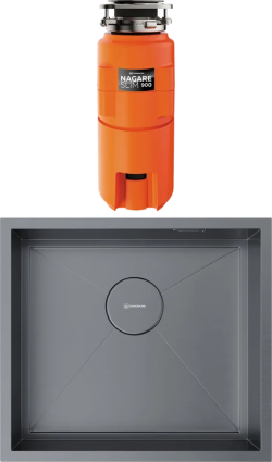 Комплект Мойка Omoikiri Kasen 49-16 INT GM воронёная сталь + Измельчитель Nagare slim 900
