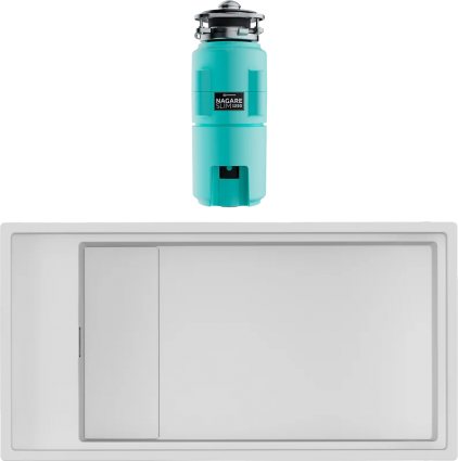 Комплект Мойка Omoikiri Kinaru 86-U/I-WH белая + Измельчитель Nagare slim 1250-AZ azur blue