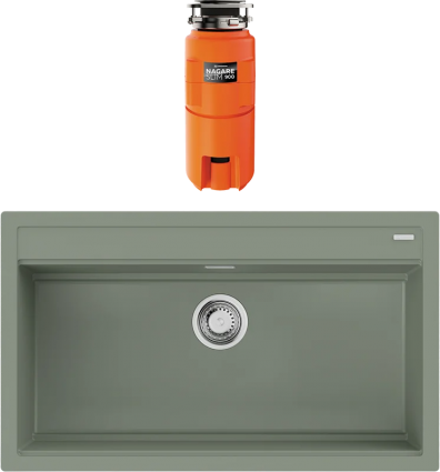 Комплект Мойка Omoikiri Kitagawa 86-LB-WG wind green + Измельчитель Nagare slim 900