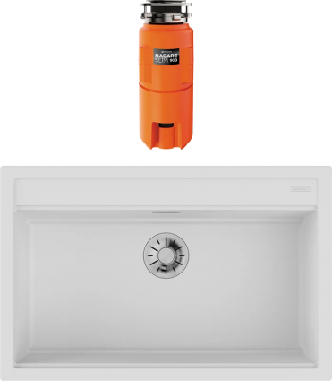 Комплект Мойка Omoikiri Kitagawa 79-LB-WH белая + Измельчитель Nagare slim 900