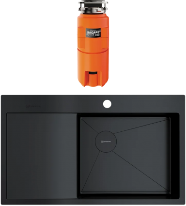Комплект Мойка Omoikiri Akisame 86-GB-R графит + Измельчитель Nagare slim 900