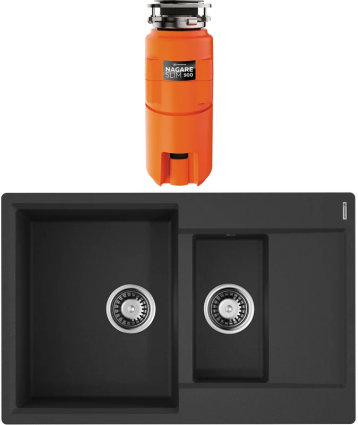 Комплект Мойка Omoikiri Daisen 78-2T-BL черная + Измельчитель Nagare slim 900