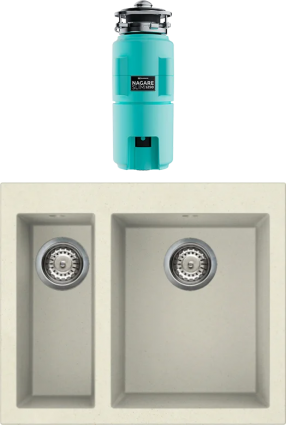 Комплект Мойка Omoikiri Bosen 59-2 BE ваниль + Измельчитель Nagare slim 1250-AZ azur blue