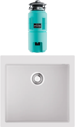 Комплект Мойка Omoikiri Bosen 57A-WH белая + Измельчитель Nagare slim 1250-AZ azur blue