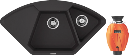 Комплект Мойка Omoikiri Yonaka 98-C-BL чёрная + Измельчитель Nagare 750