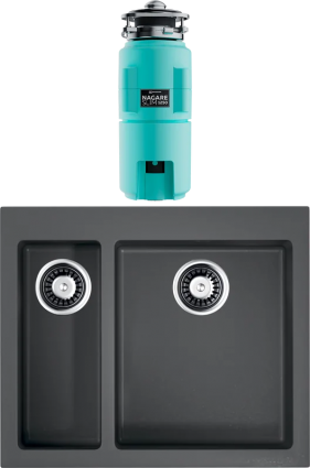 Комплект Мойка Omoikiri Bosen 59-2-PL платина + Измельчитель Nagare slim 1250-AZ azur blue