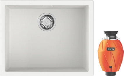 Комплект Мойка Omoikiri Yamakawa 55T-U/I-WH белая + Измельчитель Nagare 750