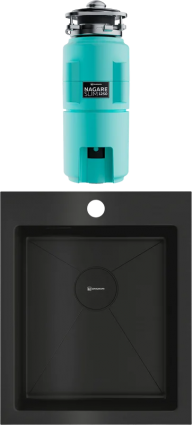 Комплект Мойка Omoikiri Akisame 41-GB графит + Измельчитель Nagare slim 1250-AZ azur blue