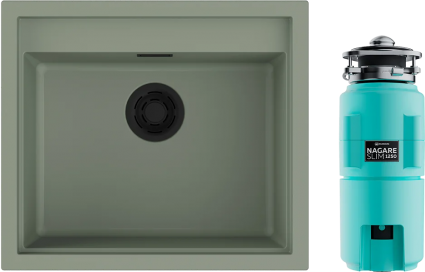 Комплект Мойка Omoikiri Sintesi 57 wind green + Измельчитель Nagare slim 1250-AZ azur blue