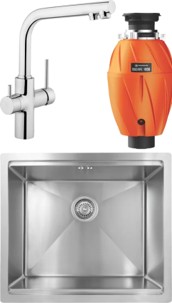 Комплект Мойка Kaiser + Смеситель VitrA Split A42144EXP + Измельчитель Omoikiri Nagare 1000