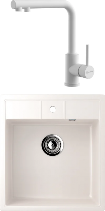 Комплект Мойка Ulgran U-406 -331 белая + Смеситель Omoikiri Nakagawa 2 Plus WH белый