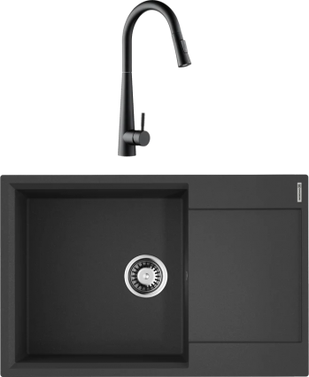 Комплект Мойка Omoikiri Daisen 78-LB черная + Смеситель Orange Steel M99-007b черный