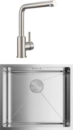 Комплект Мойка Omoikiri Taki 49-U/IF-IN нержавеющая сталь + Смеситель Milacio Ultra MCU.555.SS нержавеющая сталь