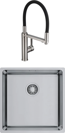 Комплект Мойка Omoikiri TADZAVA 44-U/I-IN ULTRA 15 нержавеющая сталь + Смеситель Swedbe Selene Plus 8640 черный, нержавеющая сталь
