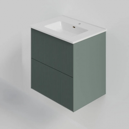 Тумба под раковину La Fenice TERRA Twin Grigio серо-зелёная матовая 60 см