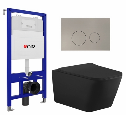 Комплект 3 в 1 инсталляция Enio Tecnico 52 EN8050052 + Унитаз подвесной Aquanet Tavr-W BW 287011 + кнопка матовая нержавеющая сталь Rotondo