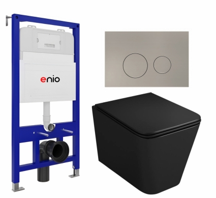 Комплект 3 в 1 инсталляция Enio Tecnico 52 EN8050052 + Унитаз подвесной Owl 1975 Ruta-H OWLT190404 + кнопка матовая нержавеющая сталь Rotondo
