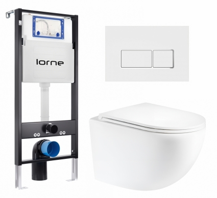 Комплект 3 в 1 инсталляция Lorne Profi LN7002500 + Унитаз подвесной Enio Unico Tornado 1.0 EN2105073 + кнопка белая, окантовка хром Rectangle