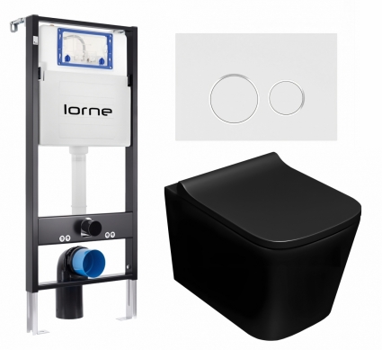 Комплект 3 в 1 инсталляция Lorne Profi LN7002500 + Унитаз подвесной Lorne Lambro LN5007507 + кнопка белая, окантовка хром Ronde