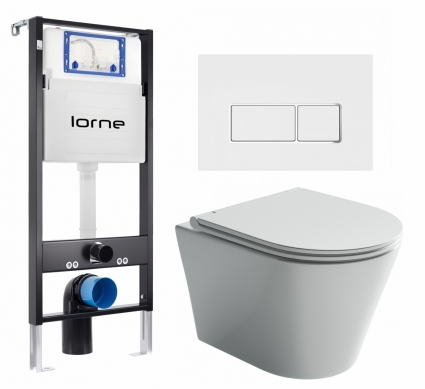 Комплект 3 в 1 инсталляция Lorne Profi LN7002500 + Унитаз подвесной Ceramica Nova Forma CN3011 + кнопка белая, окантовка хром Rectangle
