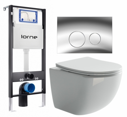Комплект 3 в 1 инсталляция Lorne Profi LN7002500 + Унитаз подвесной Ceramica Nova Forma CN3009 + кнопка хром глянцевый Ronde