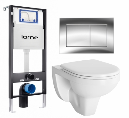 Комплект 3 в 1 инсталляция Lorne Profi LN7002500 + Унитаз подвесной Berges Wasserhaus Gamma 081105 + кнопка хром глянцевый Carre