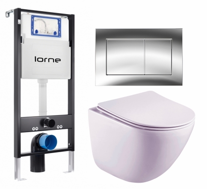 Комплект 3 в 1 инсталляция Lorne Profi LN7002500 + Унитаз подвесной Esbano Lotus ESUPLOTUW + кнопка хром глянцевый Carre