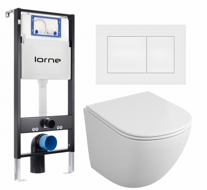 Комплект 3 в 1 инсталляция Lorne Profi LN7002500 + Унитаз подвесной Owl 1975 Vind TOWLT190302 + кнопка белая матовая Carre