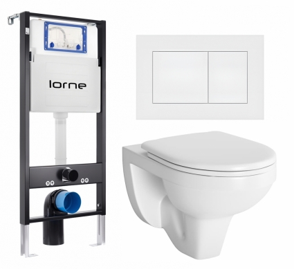Комплект 3 в 1 инсталляция Lorne Profi LN7002500 + Унитаз подвесной Berges Wasserhaus Gamma 081105 + кнопка белая матовая Carre