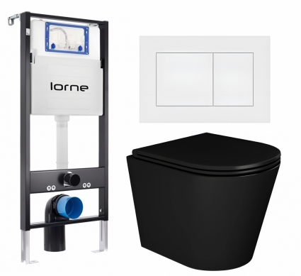Комплект 3 в 1 инсталляция Lorne Profi LN7002500 + Унитаз подвесной Enio Cento BL EN4280035 + кнопка белая матовая Carre
