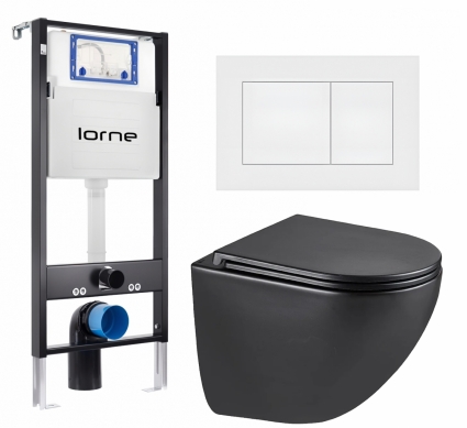 Комплект 3 в 1 инсталляция Lorne Profi LN7002500 + Унитаз подвесной Lemark Glazer 9612004 + кнопка белая матовая Carre