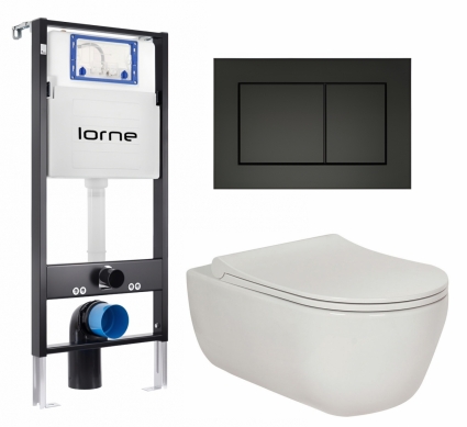Комплект 3 в 1 инсталляция Lorne Profi LN7002500 + Унитаз подвесной Berges Wasserhaus Ego XL 082118 + кнопка черная матовая Carre