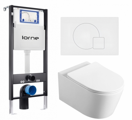 Комплект 3 в 1 инсталляция Lorne Profi LN7002500 + Унитаз Vincea Cute VT1-24 + кнопка белая матовая Geometriq