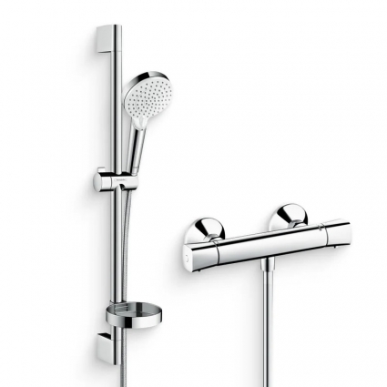 Душевой комплект Термостат Hansgrohe Ecostat universal 13122000 для душа + Гарнитур Crometta Vario 650 26553400 с мыльницей