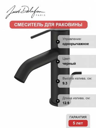 Смеситель для раковины Jacob Delafon Grands Boulevards E77958-4A-BL матовый черный