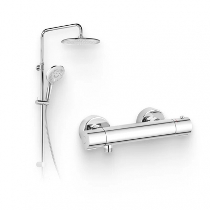 Душевой комплект Термостат Kludi Basic 350020538 для душа + Стойка Freshline dual shower system 6709005-00