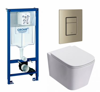 Комплект 3 в 1 инсталляция Grohe Rapid SL + Унитаз подвесной Lorne Lambro Tornado LN5007505 + кнопка никель матовый
