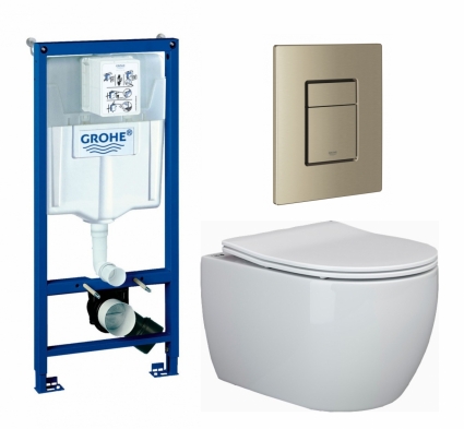Комплект 3 в 1 инсталляция Grohe Rapid SL + Унитаз подвесной Ceramica Nova Play CN3001 + кнопка никель матовый