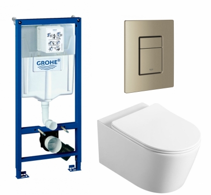Комплект 3 в 1 инсталляция Grohe Rapid SL + Унитаз Vincea Cute VT1-24 + кнопка никель матовый
