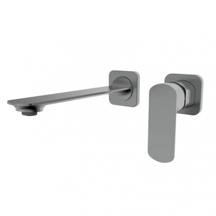 Смеситель для раковины на стену комплект, металл Gun Metal, AQUAme Asti AQM6315GM
