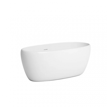 Ванна из искусственного камня Salini Luce 100122M 150x75 см, отдельностоящая, матовая белая, овальная, с донным клапаном, фурнитура белая