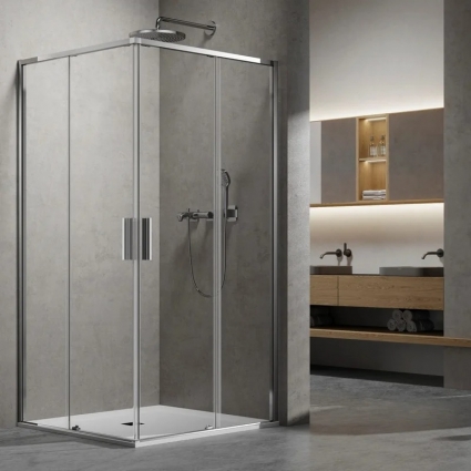 Душевой уголок Vincea Slim VSS-6SL8010CL, 100х80 см, профиль глянцевый хром, стекло прозрачное